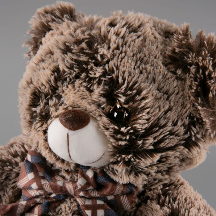 Мягкая игрушка Bulu-Xiong Plush Медвежонок с бантом  темно-коричневый 30см купить,NaN