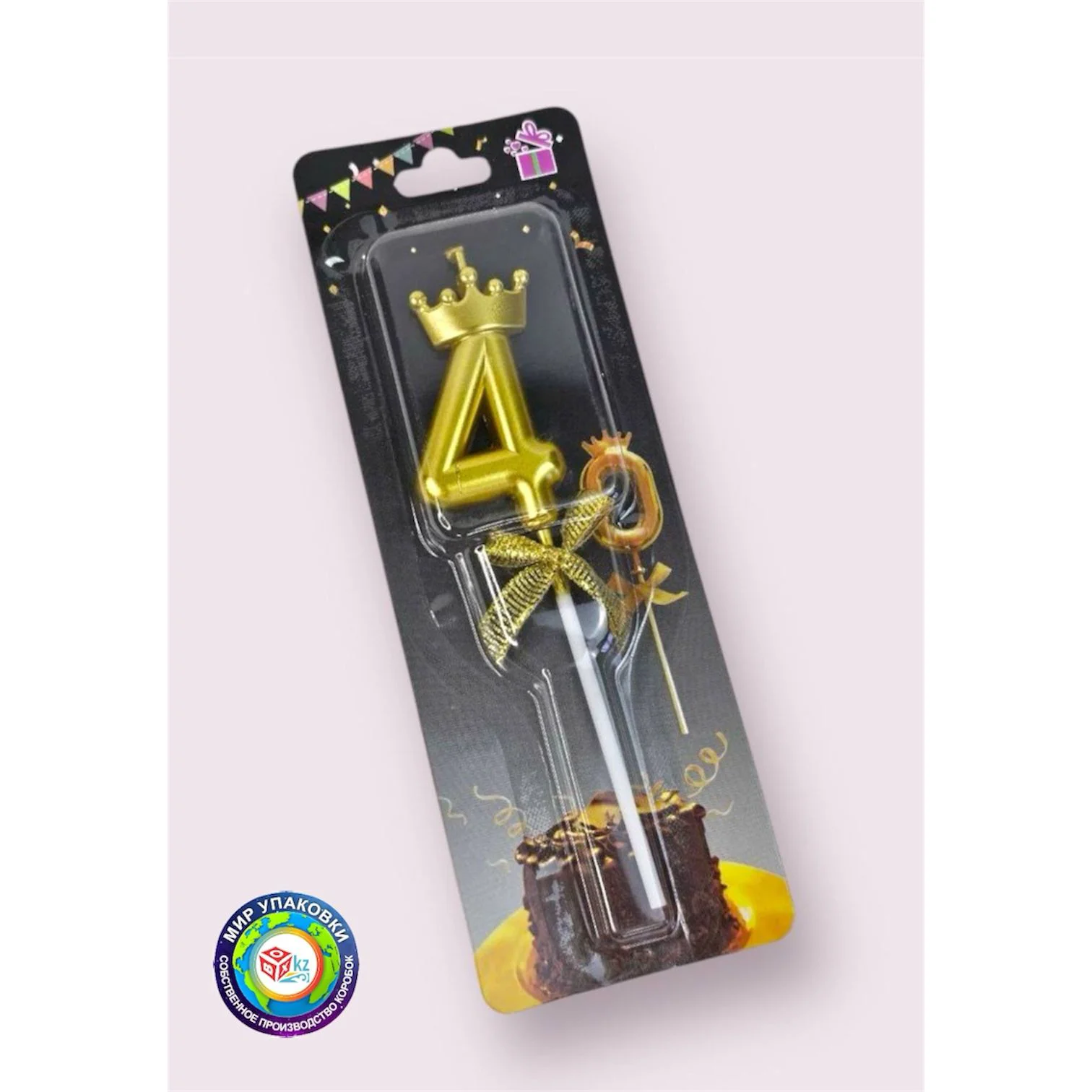 Свеча Box.kz Цифра 4 золотистая