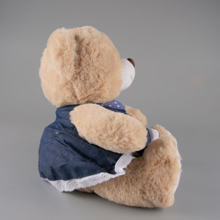Мягкая игрушка Bulu-Xiong Plush Бежевый мишка в синем платье 26см купить,NaN