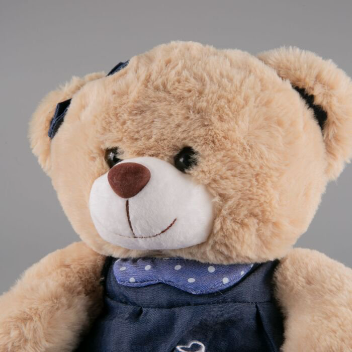 Мягкая игрушка Bulu-Xiong Plush Бежевый мишка в синем платье 26см купить,NaN