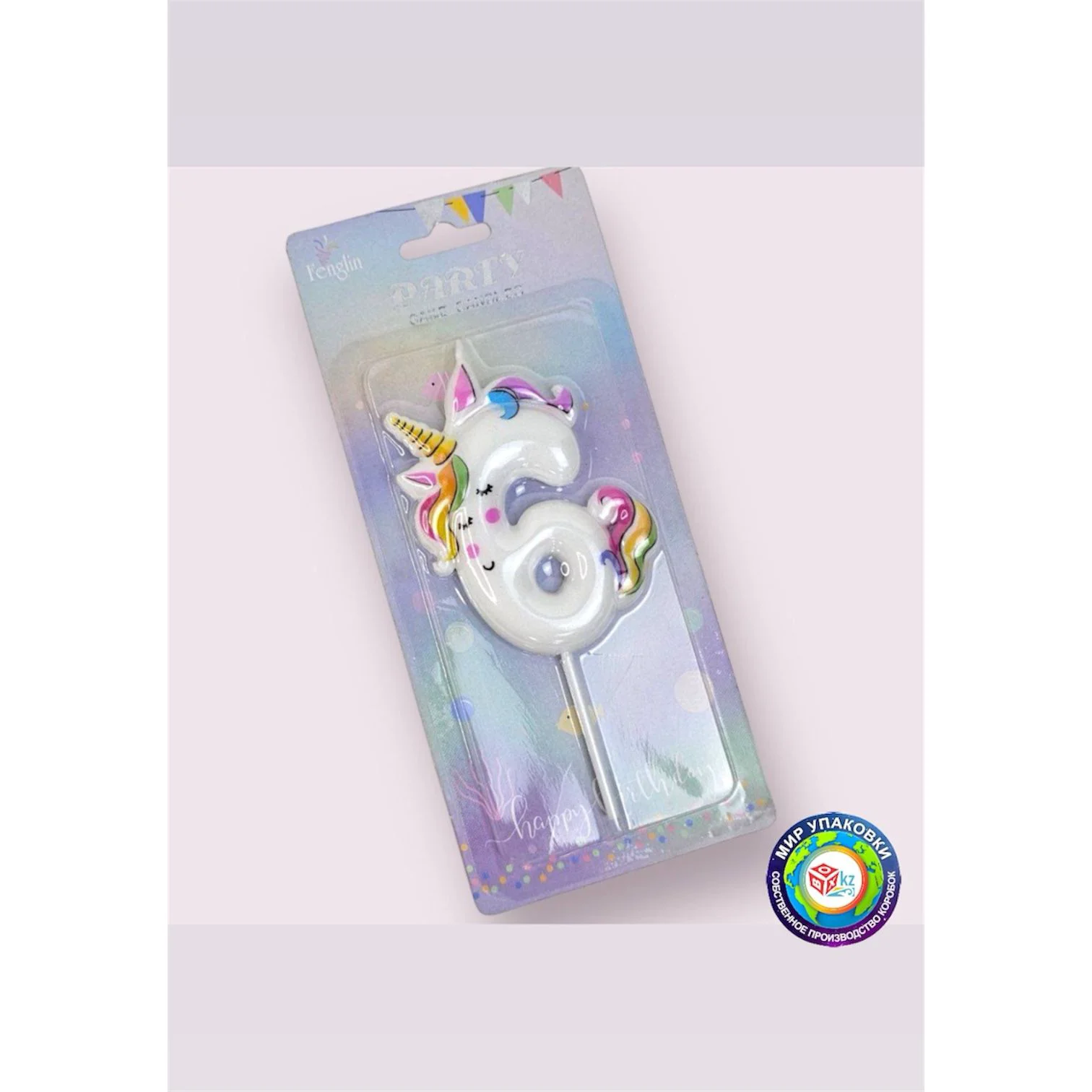 Свеча Box.kz Цифра 6 Единорог