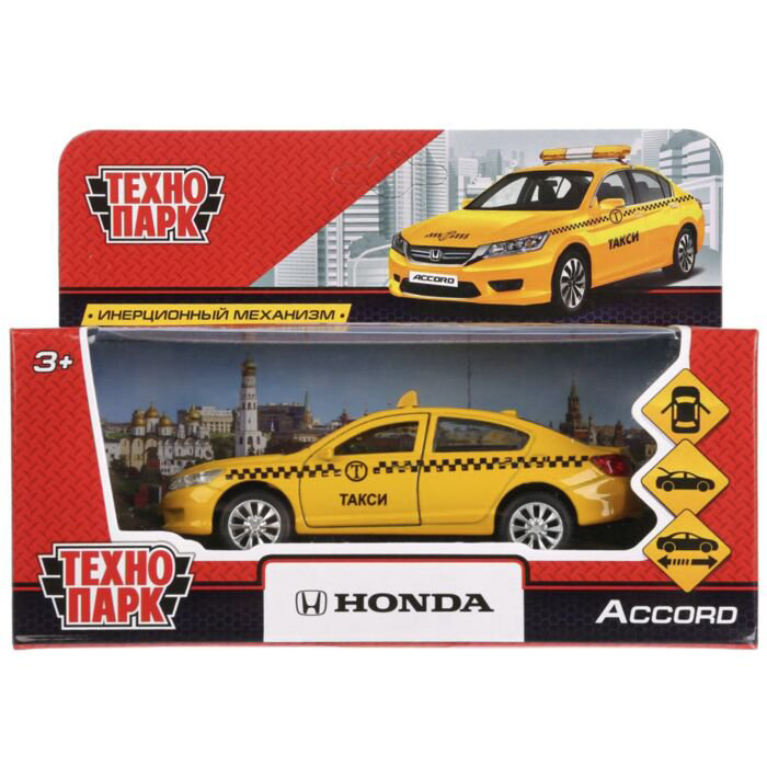 Машинка Технопарк Honda Accord такси  12см желтая купить,NaN