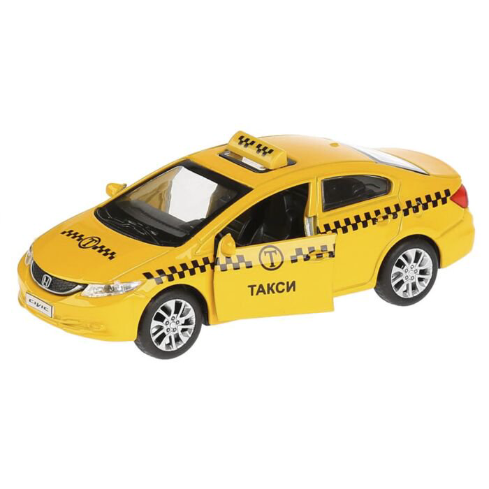 Машинка Технопарк Honda Civic такси 12см желтая купить,NaN