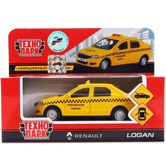 Машинка Технопарк   Renault Logan такси 12см желтая купить,NaN