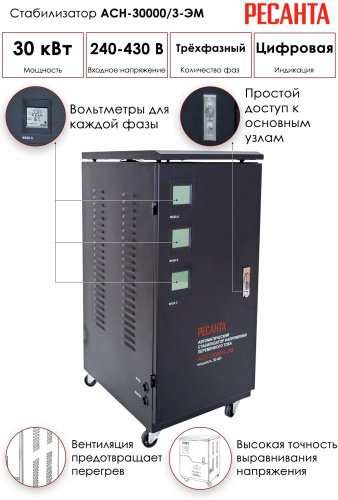 Стабилизатор напряжения Ресанта ACH-30000/3-ЭМ купить,NaN