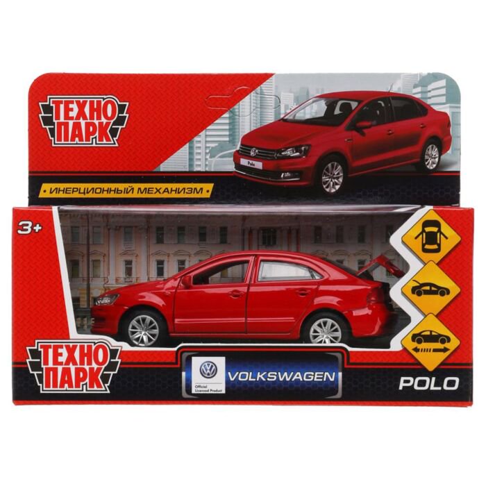 Машинка Технопарк Volkswagen Polo 12см красная купить,NaN