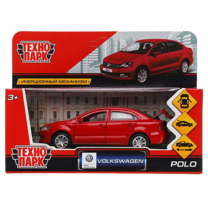 Машинка Технопарк Volkswagen Polo 12см красная купить,NaN