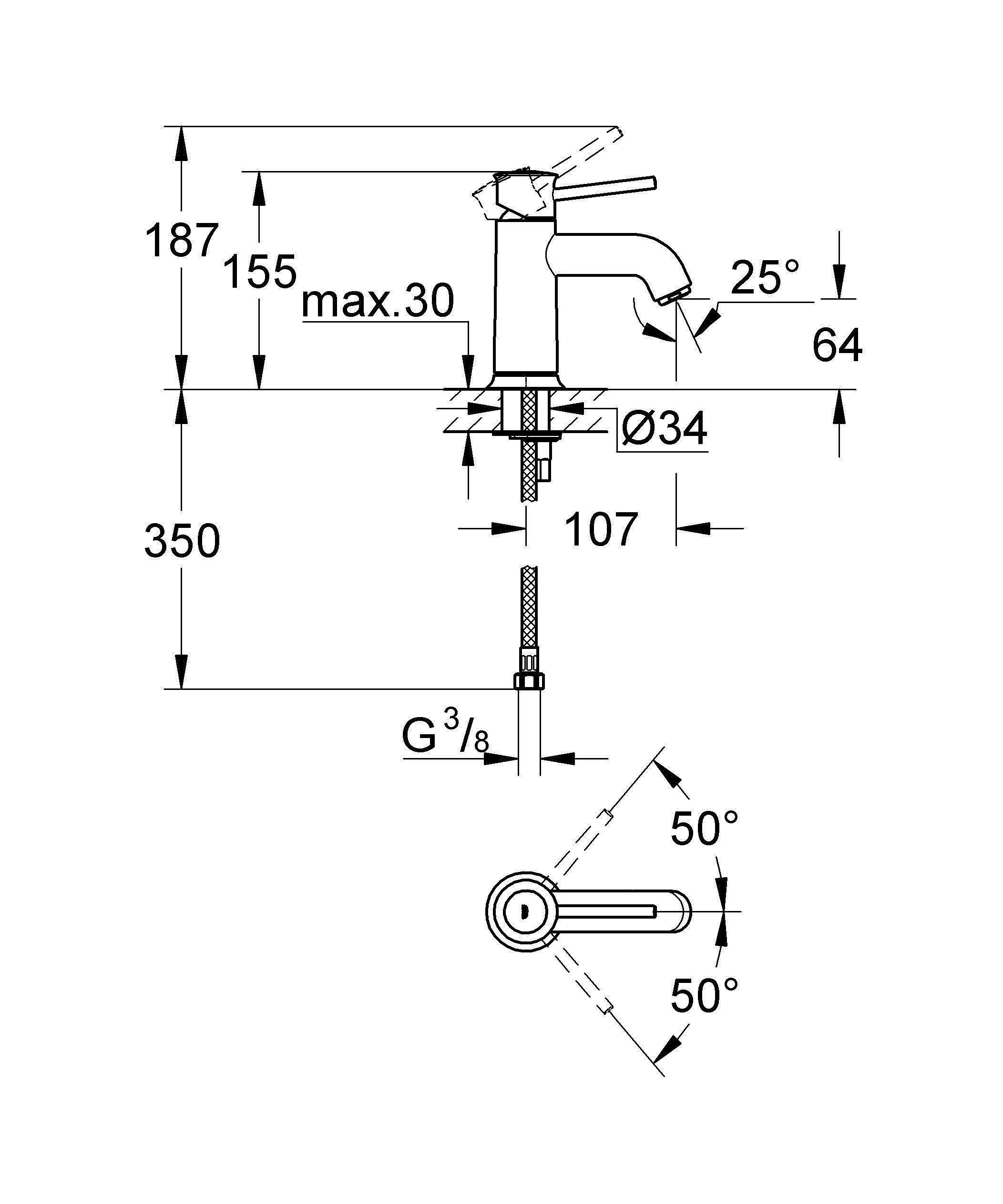 Смеситель Grohe BauClassic 23162000 хром купить,NaN