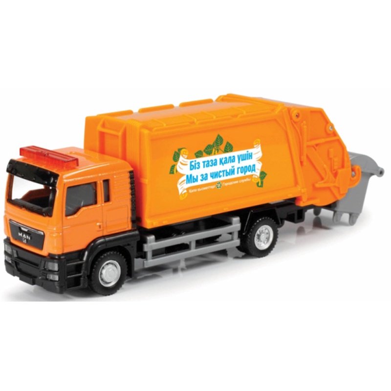  Металлическая машинка Ideal 038021RU MAN Russian Garbage Truck оранжевая