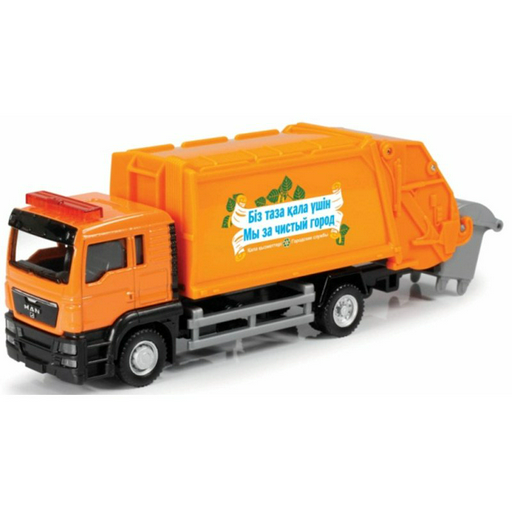  Металлическая машинка Ideal 038021RU MAN Russian Garbage Truck оранжевая
