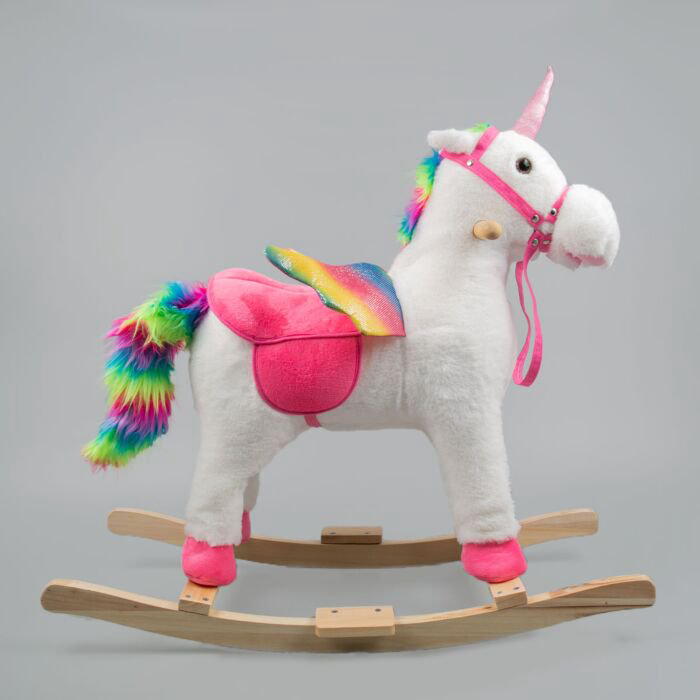 Качалка  Music horse Единорог с розовой уздой белая купить,NaN