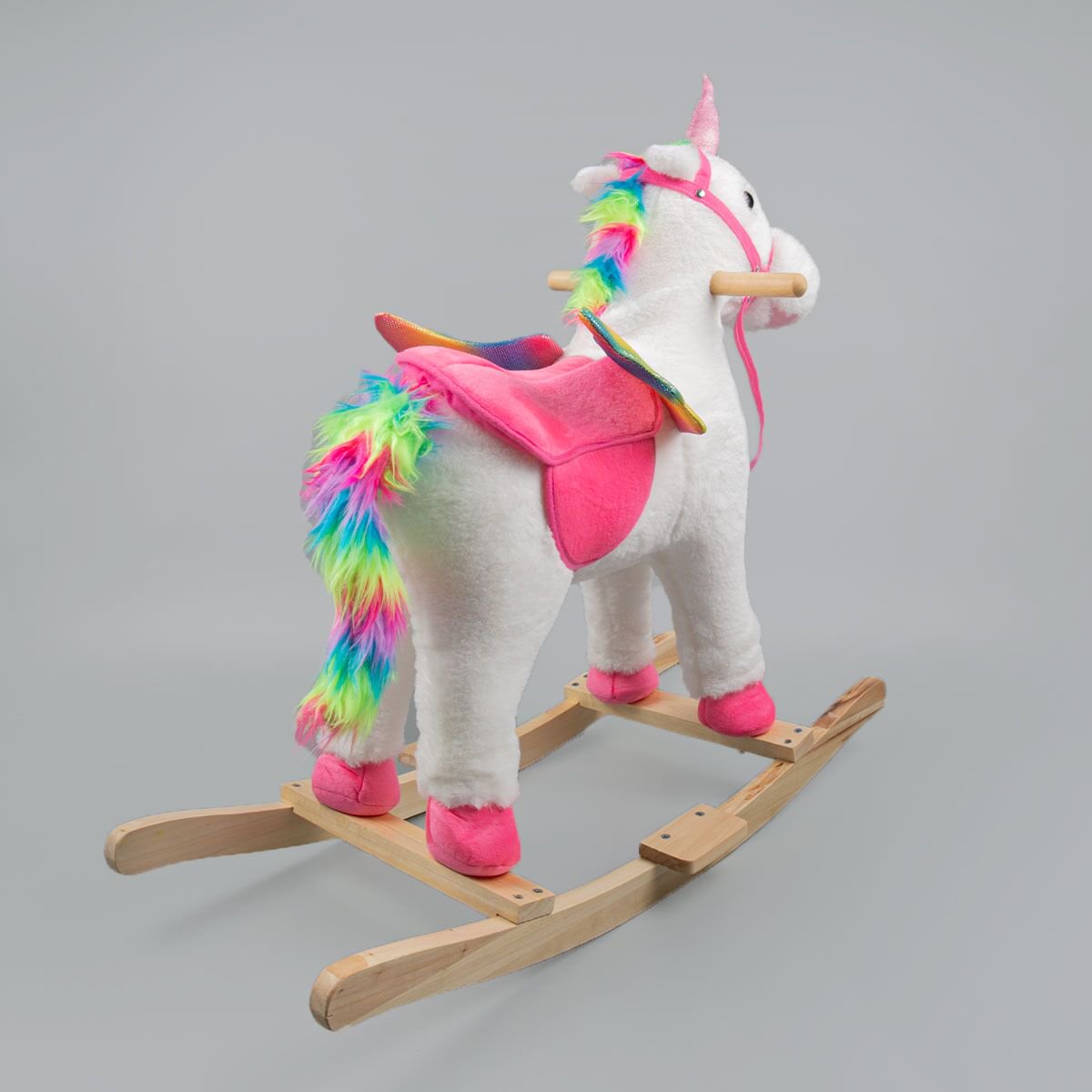 Качалка  Music horse Единорог с розовой уздой белая купить,NaN