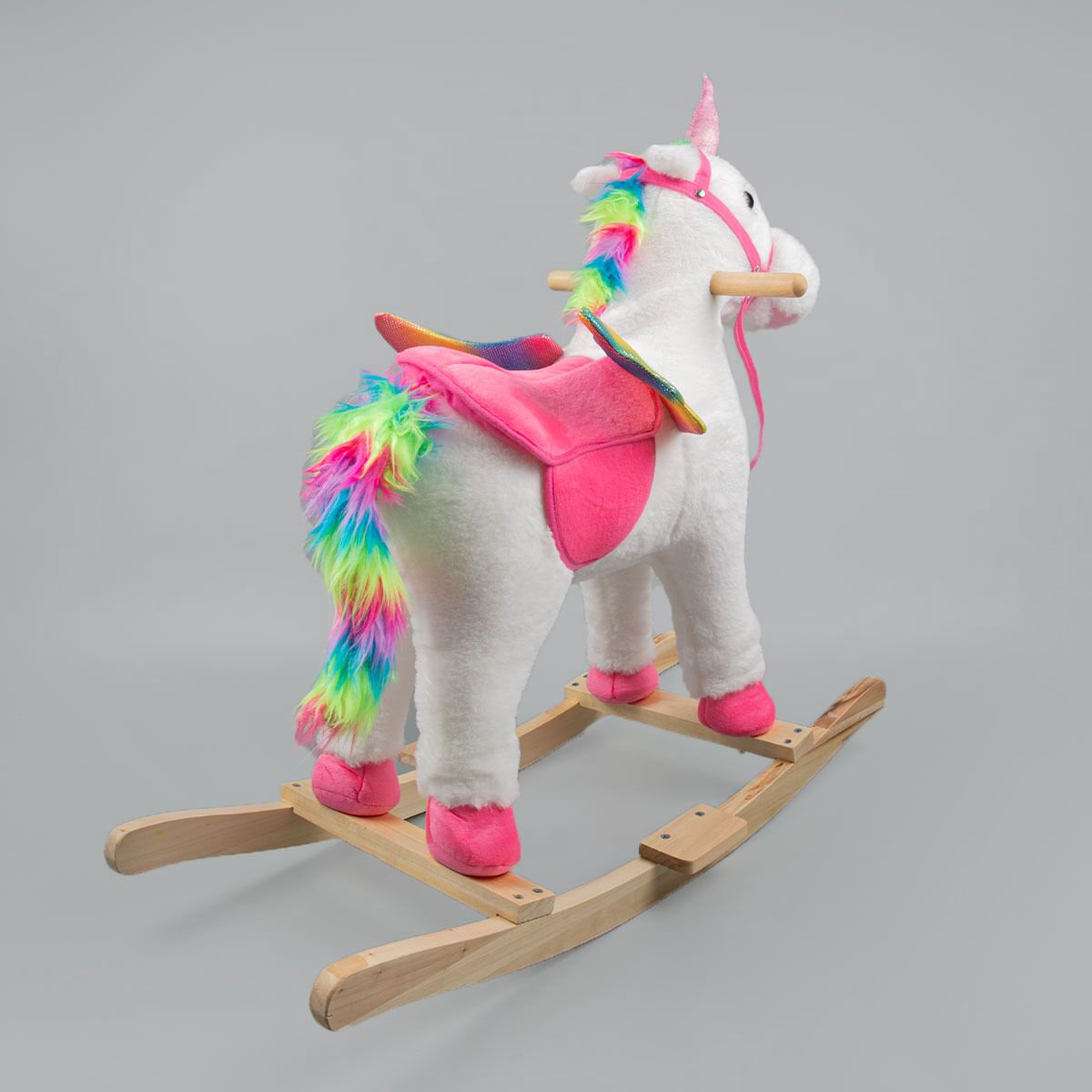 Качалка  Music horse Единорог с розовой уздой белая купить,NaN