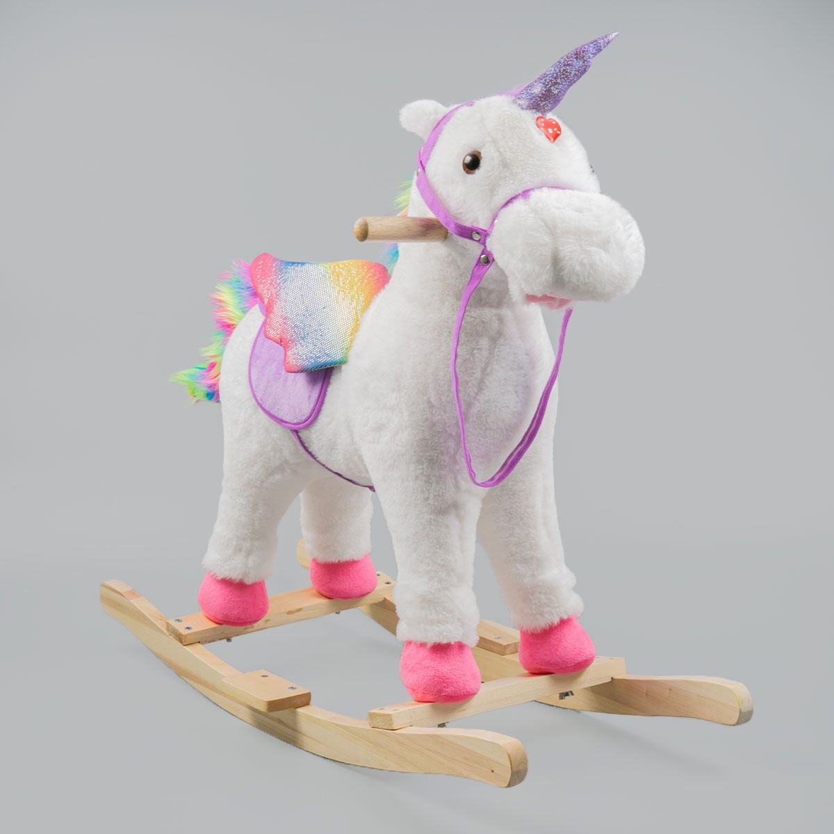 Качалка  Music horse Единорог с сиреневой уздой белая купить,NaN