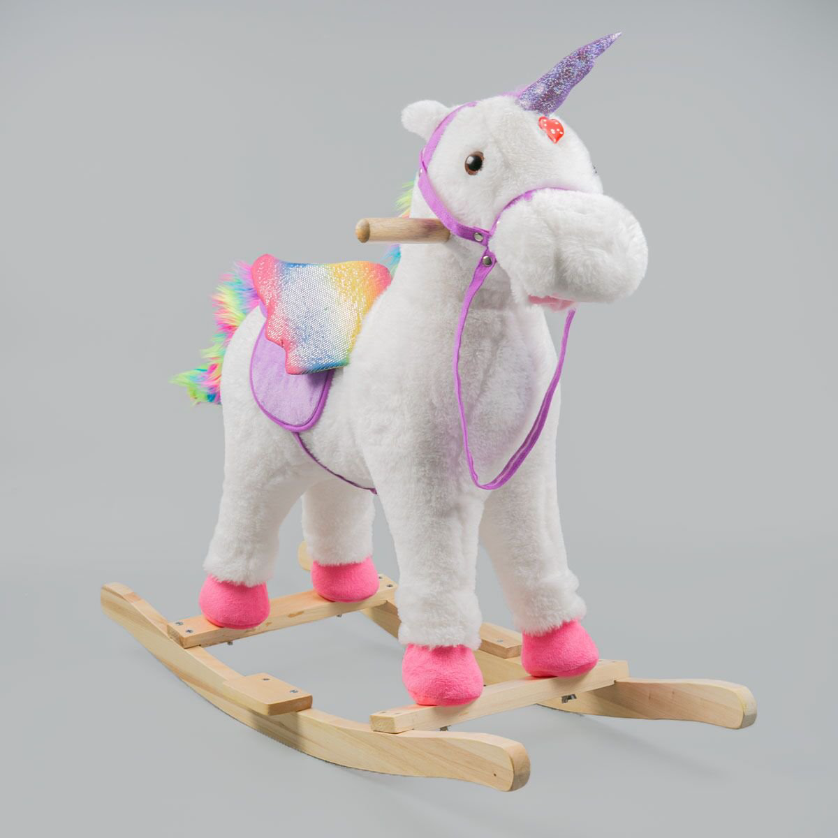 Качалка  Music horse Единорог с сиреневой уздой белая купить,NaN