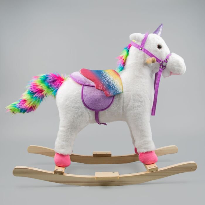 Качалка  Music horse Единорог с сиреневой уздой белая купить,NaN