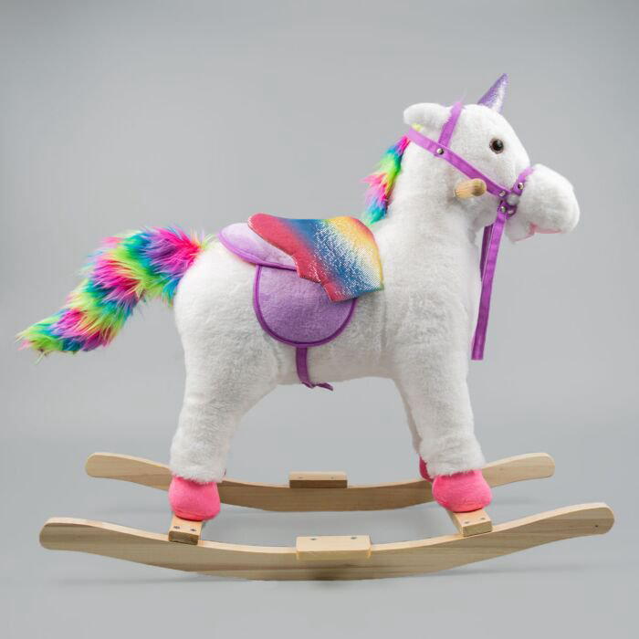 Качалка  Music horse Единорог с сиреневой уздой белая купить,NaN
