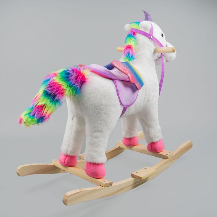 Качалка  Music horse Единорог с сиреневой уздой белая купить,NaN