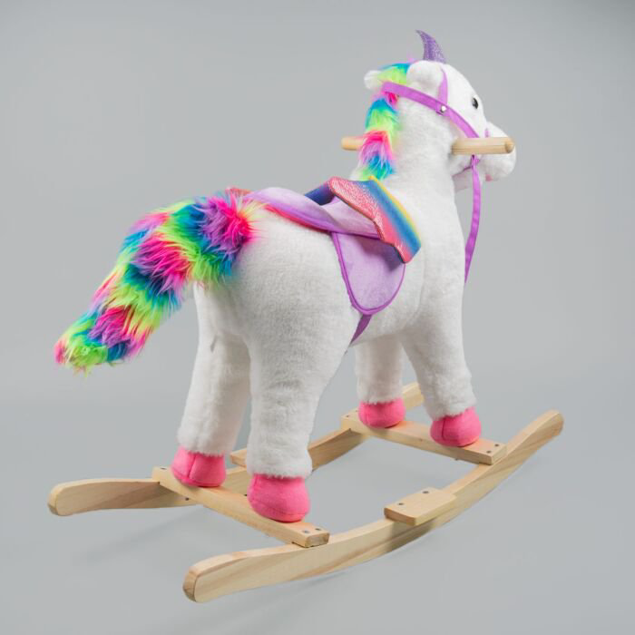 Качалка  Music horse Единорог с сиреневой уздой белая купить,NaN