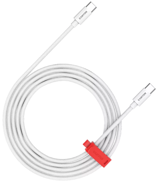 Кабель Canyon USB-C to USB-C Braided CND-CC100AB20W 2м White