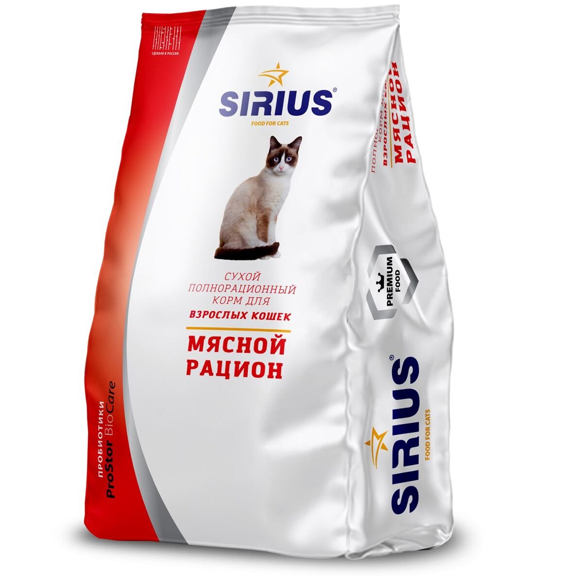 Сухой корм для кошек Sirius Мясной рацион 1,5кг