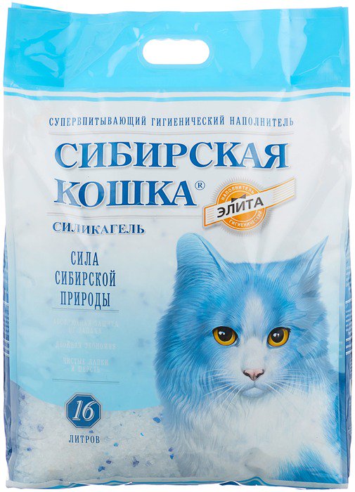 Наполнитель Сибирская Кошка Элитный 16л силикагель