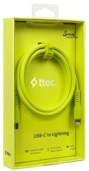 Кабель TTEC Lightning - USB Type-C 2DK60NS 1.2м желтый