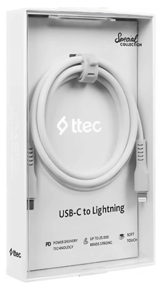 Кабель TTEC Lightning - USB Type-C 2DK60B 1.2м белый купить,4290