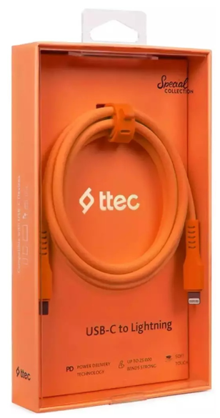 Кабель TTEC Lightning - USB Type-C 2DK60NT 1.2м оранжевый купить,NaN