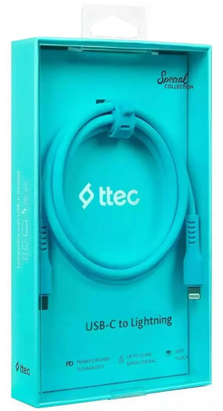 Кабель TTEC Lightning - USB Type-C 2DK60NM 1.2м голубой купить,4090