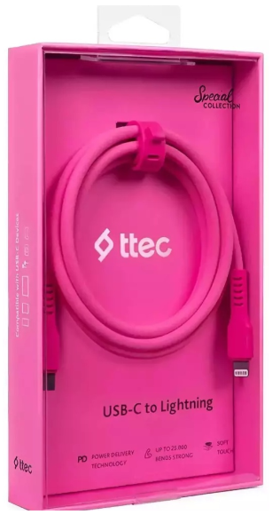 Кабель TTEC Lightning - USB Type-C 2DK60NP 1.2м розовый