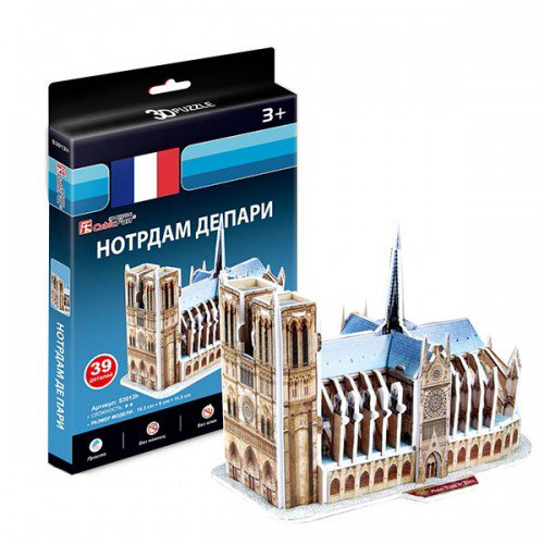Пазлы Cubic Fun 3D Нотрдам де Пари Франция S3012 39 элементов купить,NaN
