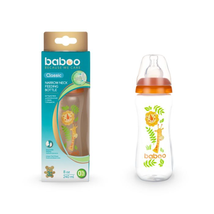 Бутылочка Baboo Safari 240мл оранжевая  купить,NaN