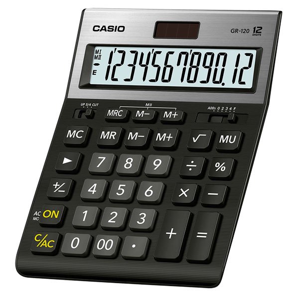 Калькулятор Casio GR-120-W-EP черный купить,NaN