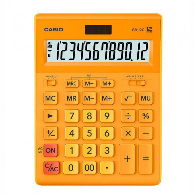 Калькулятор Casio GR-12C-RG-W-EP желтый купить,NaN
