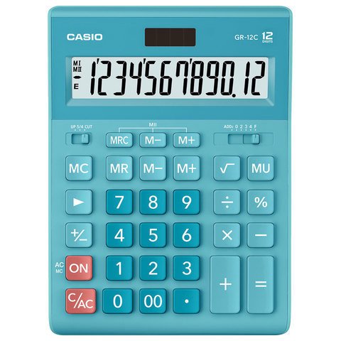 Калькулятор Casio GR-12C-LB-W-EP бирюзовый купить,NaN