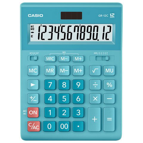 Калькулятор Casio GR-12C-LB-W-EP бирюзовый купить,NaN
