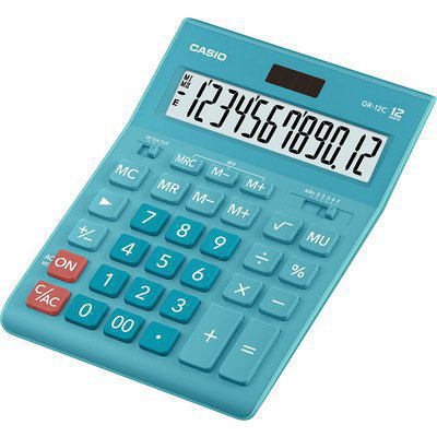 Калькулятор Casio GR-12C-LB-W-EP бирюзовый купить,NaN