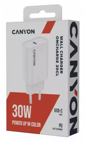 Сетевое зарядное устройство Canyon OnCharge 30CL, 30W White