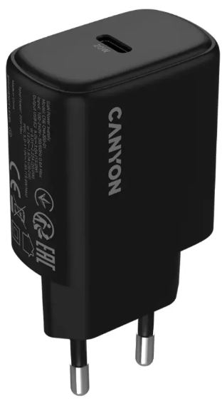Сетевое зарядное устройство Canyon OnCharge 200, 20W Black