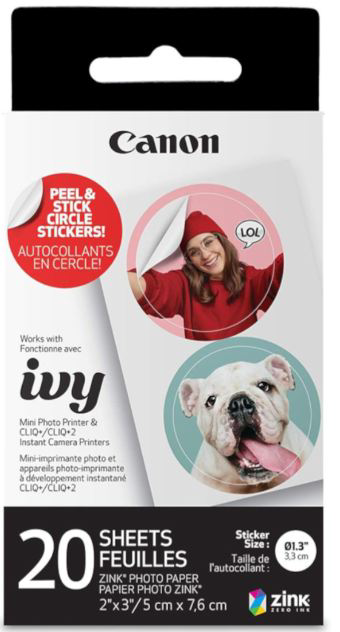 Бумага Canon Zink Circle Paper 4967C003 клейкая, 20 листов купить,9990