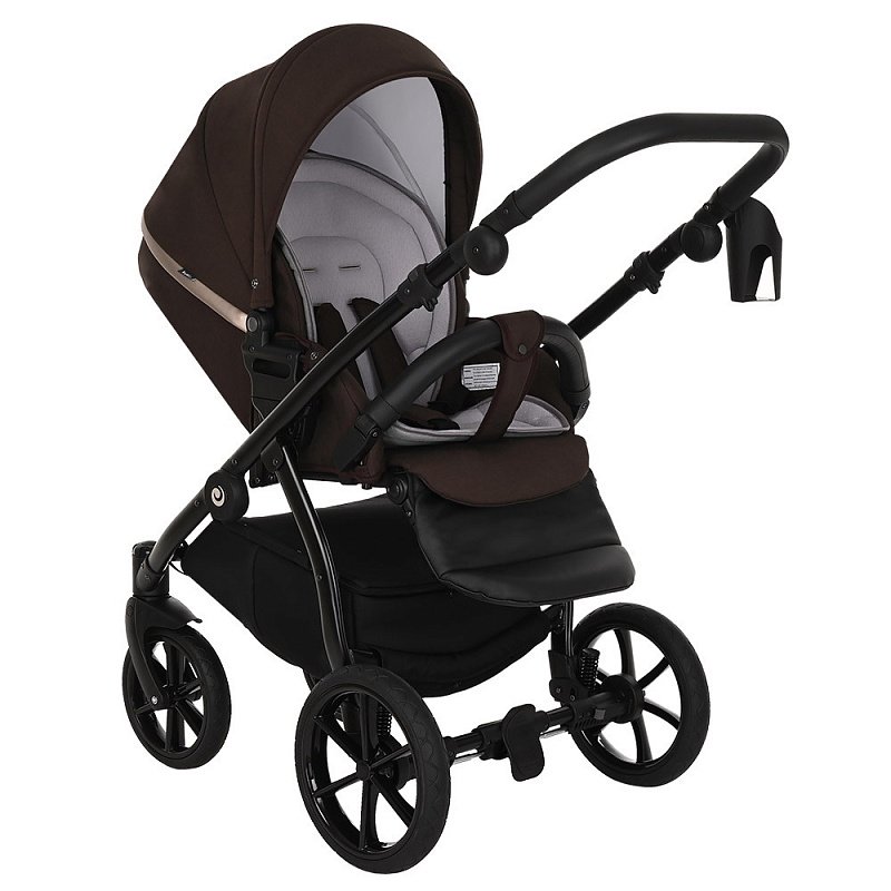 Коляска 2в1 Tutis Nanni Кожа Dark chocolate/Cappuccino Metallic купить,NaN
