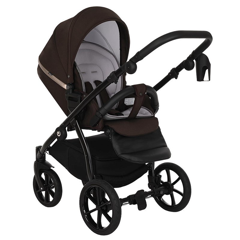 Коляска 2в1 Tutis Nanni Кожа Dark chocolate/Cappuccino Metallic купить,NaN