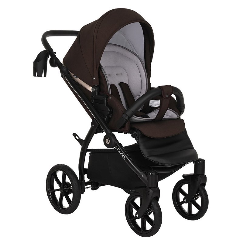Коляска 2в1 Tutis Nanni Кожа Dark chocolate/Cappuccino Metallic купить,NaN