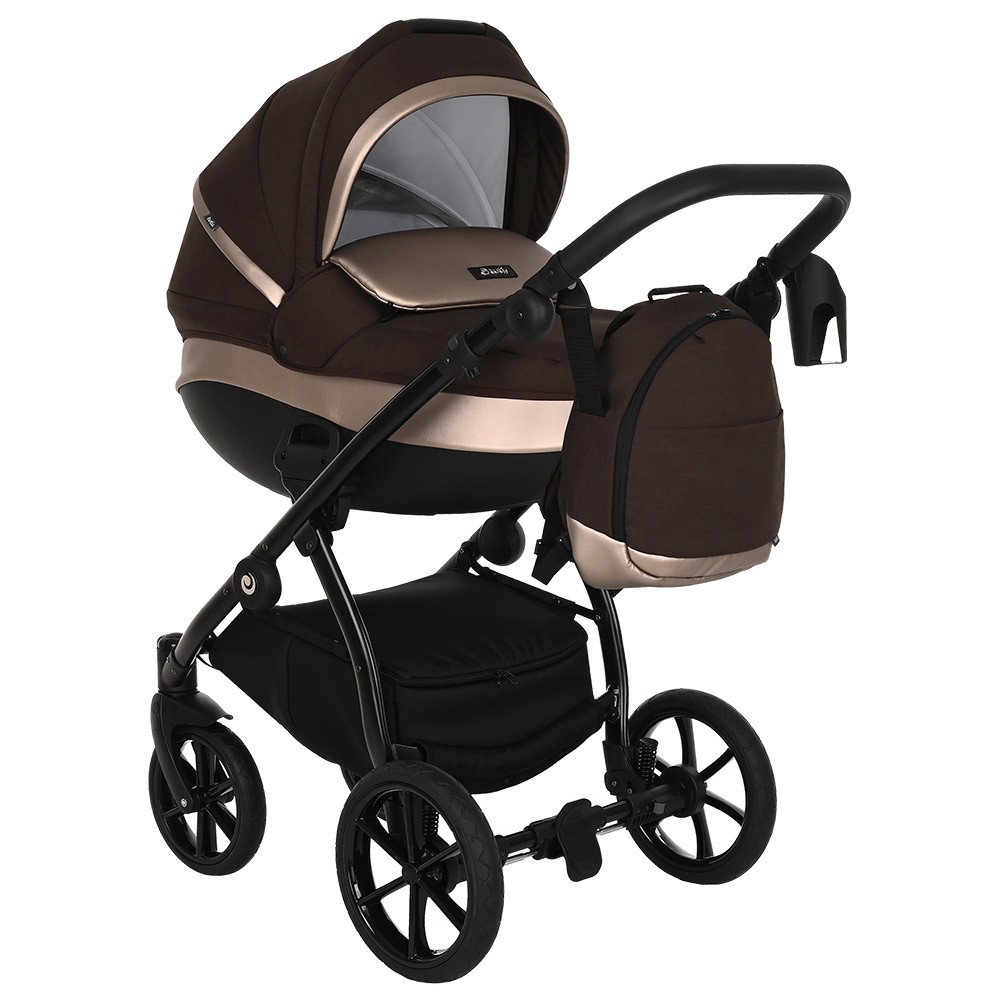 Коляска 2в1 Tutis Nanni Кожа Dark chocolate/Cappuccino Metallic купить,NaN