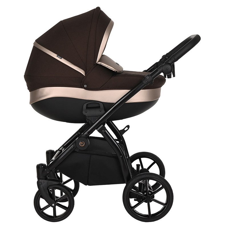Коляска 2в1 Tutis Nanni Кожа Dark chocolate/Cappuccino Metallic купить,NaN