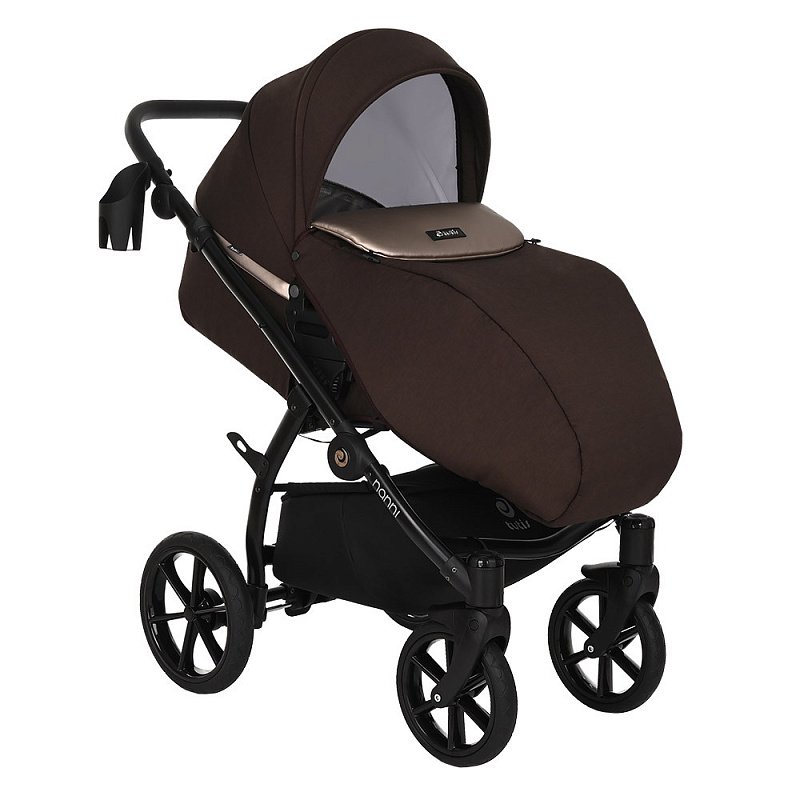 Коляска 2в1 Tutis Nanni Кожа Dark chocolate/Cappuccino Metallic купить,NaN