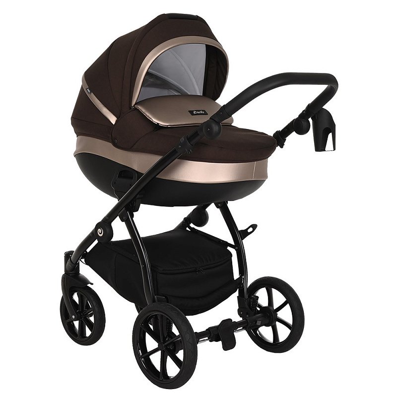 Коляска 2в1 Tutis Nanni Кожа Dark chocolate/Cappuccino Metallic купить,NaN