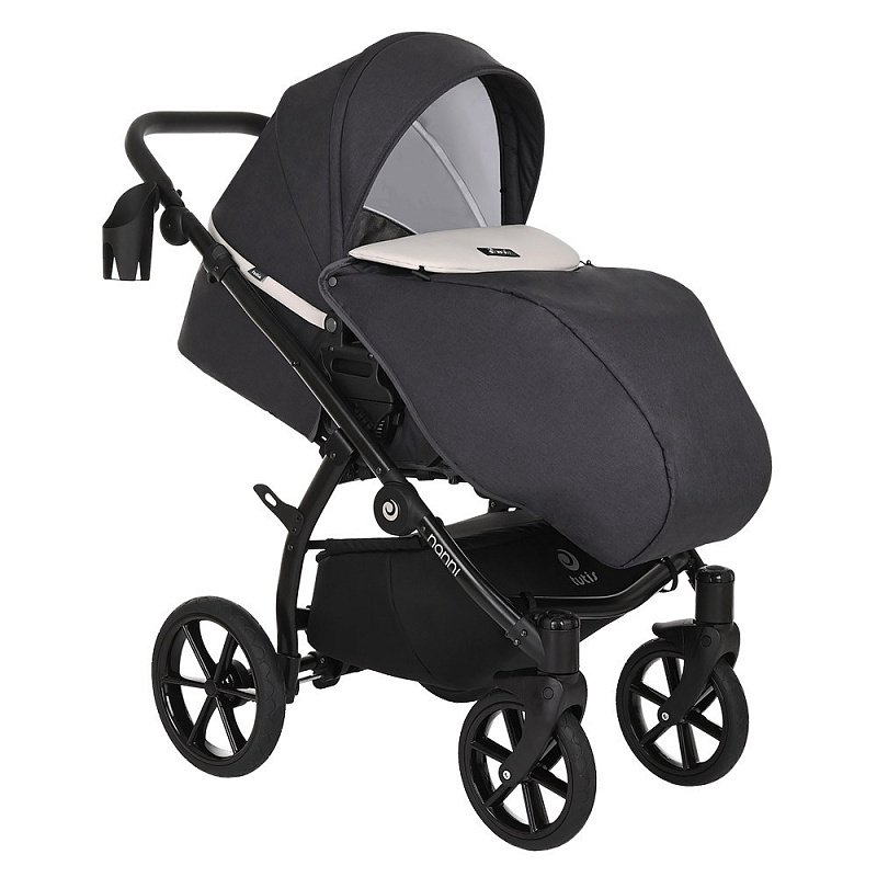 Коляска 2в1 Tutis Nanni Кожа Graphite/Light grey  купить,NaN