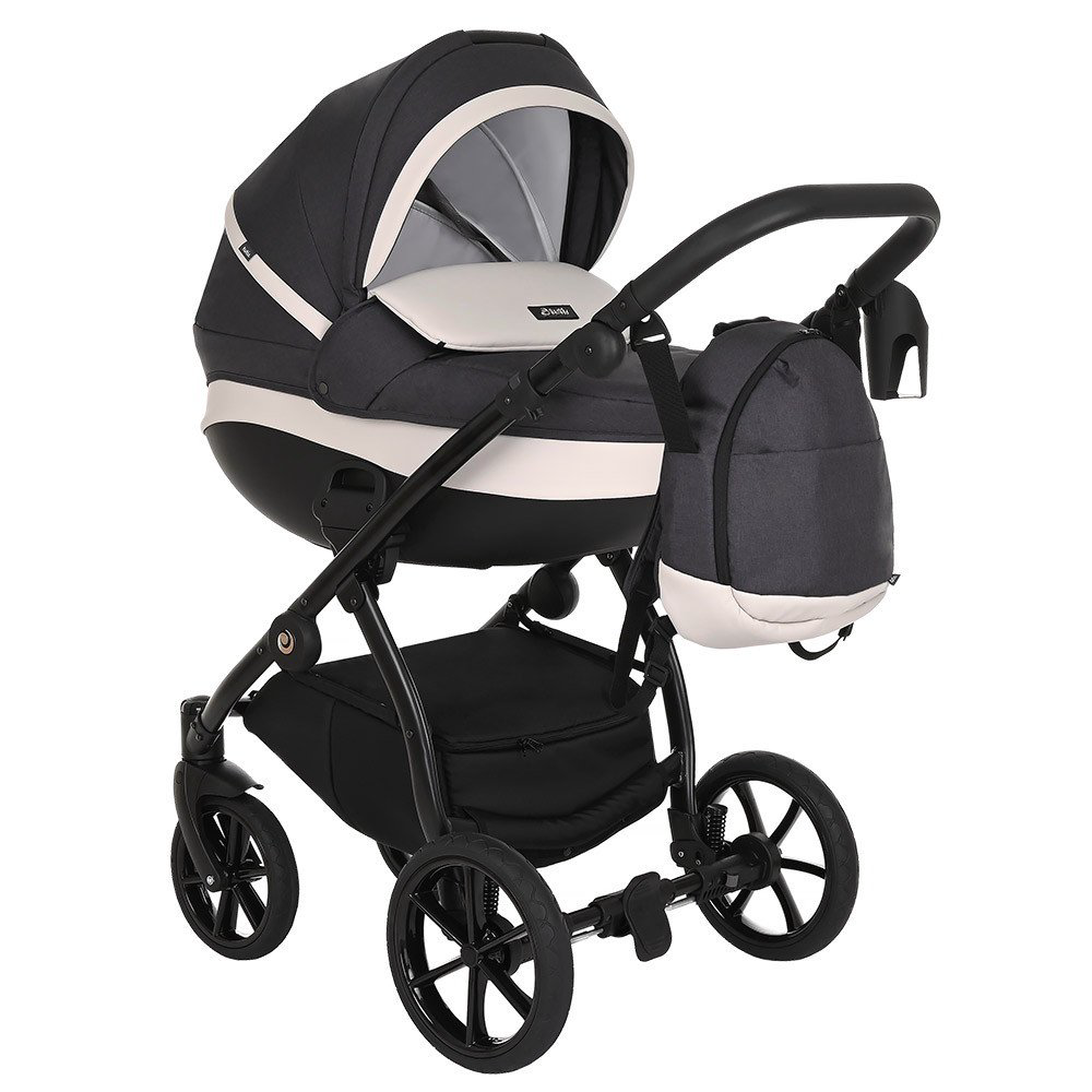 Коляска 2в1 Tutis Nanni Кожа Graphite/Light grey  купить,NaN